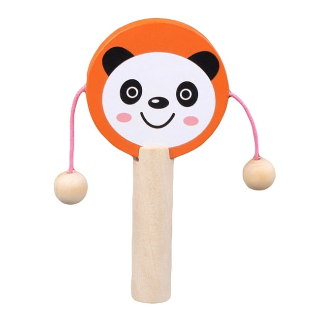 EIGTHTAIL Cartoon Wooden Handheld Musical Mini Rattle Drum Shaker Education Baby Toy