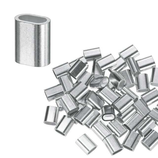 Uxcell 150-Pack Mangas de Crimpado de Aluminio, 3mm 1/8 Manga de Cuerda de Alambre de Barril Redondo Simple