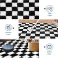 thumbnail image 3 of Black and White Checkered Area Rug 5x8ft – Soft Shaggy Plush Carpet with Non-Slip Backing – Rug for Living Room and Bedroom, 3 of 8