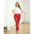 thumbnail image 5 of HDE Women's Plus Size High Waisted Faux Leather Pants with Pockets Red 4X, 5 of 5