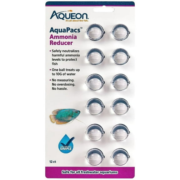 4 Pack Aqueon AquaPacs Ammonia Reducer [Bulk Aquarium Supplies, New Aquarium Supplies, Aquarium Water Conditioners, Aqueon] 48 count (4 x 12 ct)