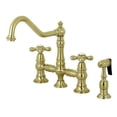 thumbnail image 1 of Kingston Brass KS3277AXBS Restoration 8-Inch Bridge Kitchen Faucet with Sprayer  Brushed Brass, 1 of 1