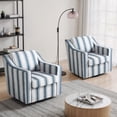 thumbnail image 3 of UIXE Swivel Accent Chair, Modern Round Barrel Arm Chair for Living Room, Bedroom, Comfy Club Reading Chairs for Adults (Stripe Navy, Set of 2), 3 of 7