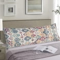 thumbnail image 2 of Boho Body Pillow Cover,Moroccan Vintage Bohemian Flowers, Long Pillowcase with Zipper Decorative Farmhouse Vintage Cushion Pillow Covers Soft Large Bedding Pillow Cases for Bedroom,Couch,Sofa,20"x54", 2 of 5