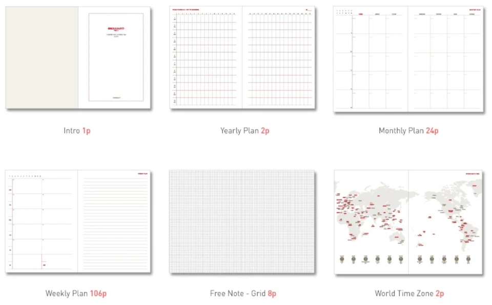 Brilliant Monthly & Weekly Planner - Wirebound Undated Monthly &Weekly Planne...