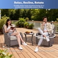 thumbnail image 5 of Jentlehouse 4 Piece Patio Conversation Set with Swivel Gliders and Coffee Table, Outdoor Wicker Sectional Sofa Sets with 6 in Thickness Cushions, Brown Wicker/Beige Cushions, 5 of 13