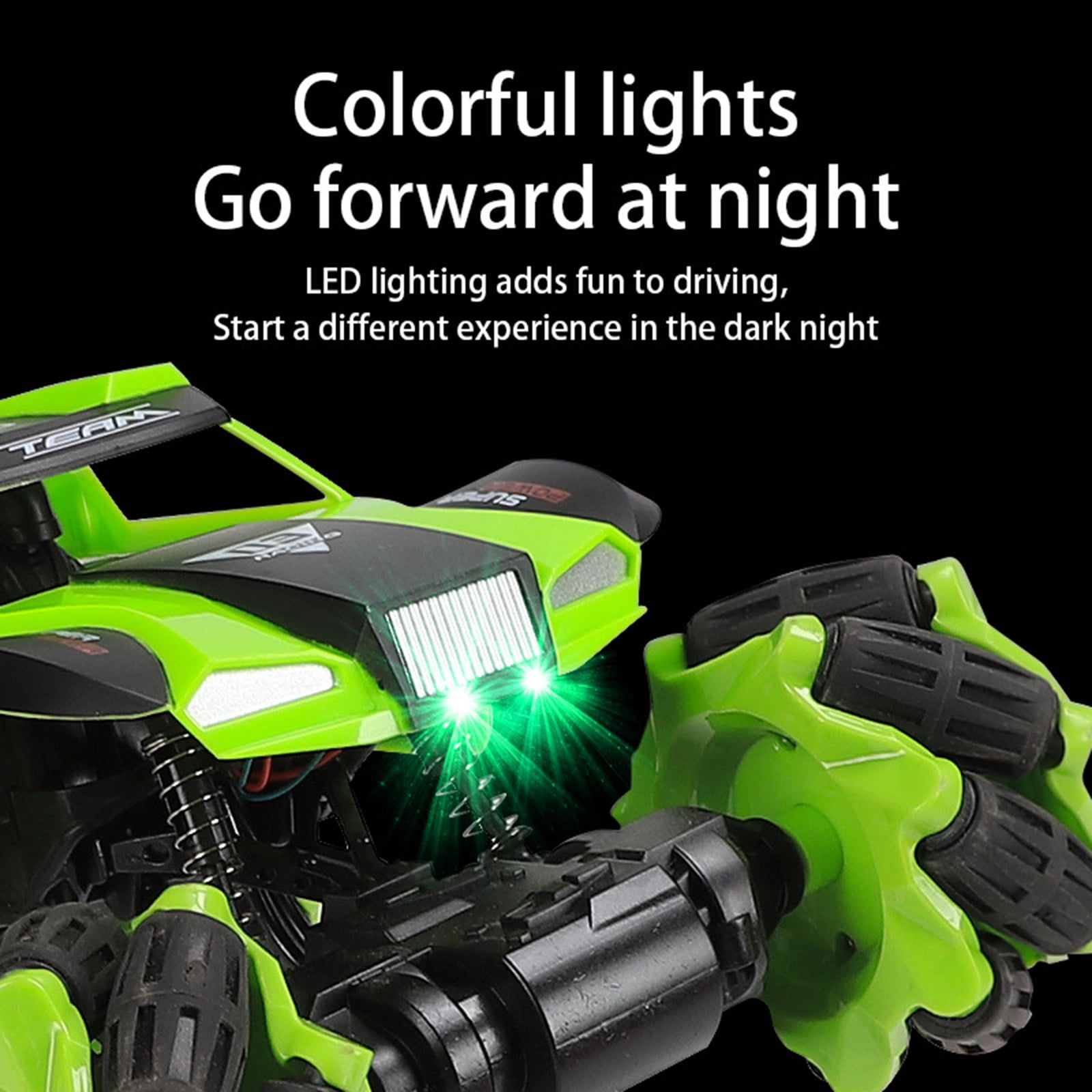 Green 4Wd Remote Control Stunt Car Gesture Sensing Twisting Off-Road Led Climbing Crawler Toy