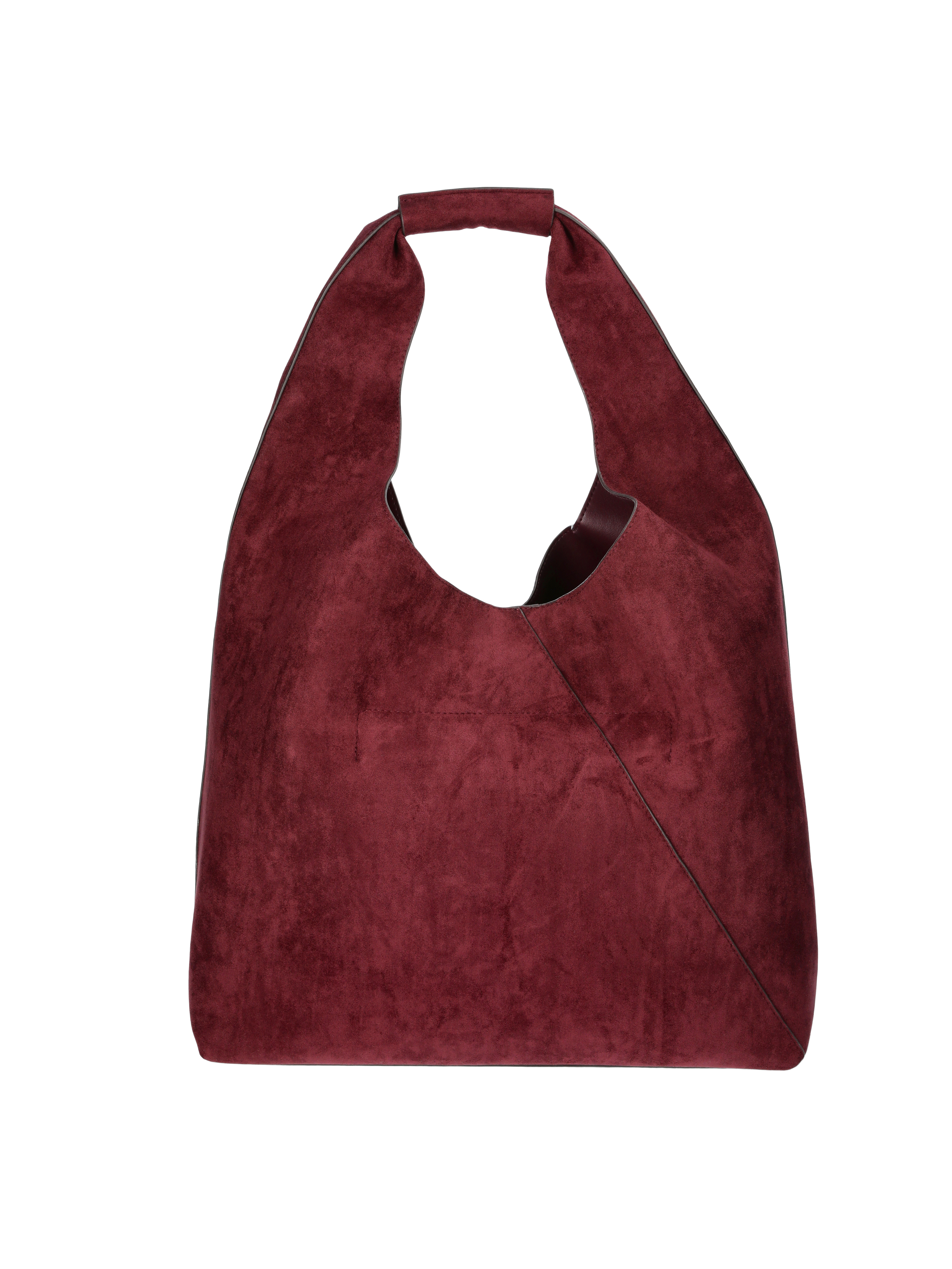 Time and Tru Women's June Soft Faux Suede Hobo Bag, Wine