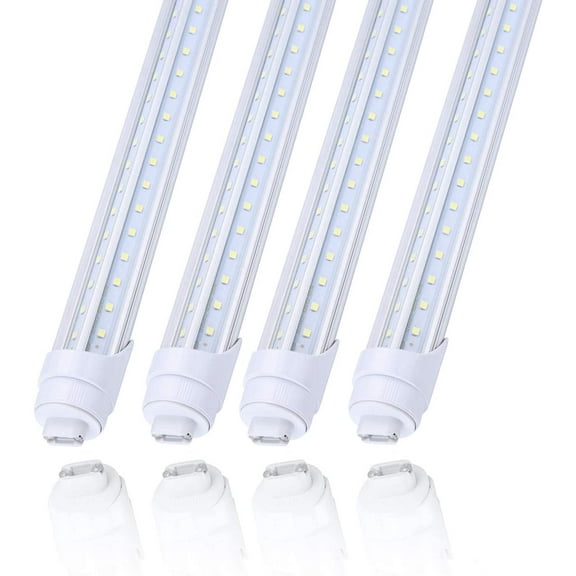 R17d 8ft Led Light Tube Ho 2Pin 6000k 65W T8 V Shape Dual-End Power 4Pack