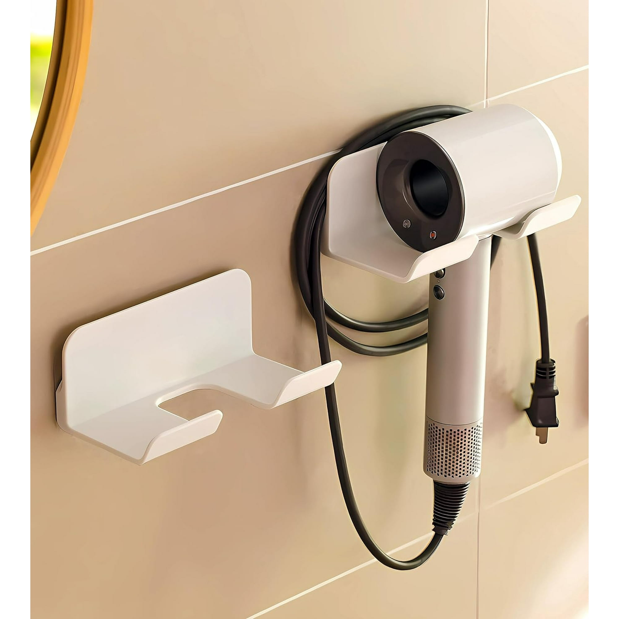 Universal Hair Dryer Holder Self Adhesive Wall Mount Stand for Most Brand Size Hair Blow Dryer Hair Dryer Organizer Rack with Plug Wire Hook for Bathroom Walmart