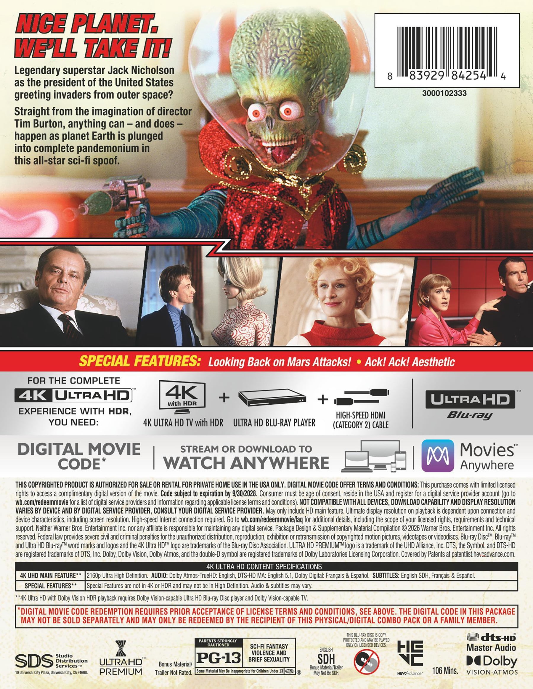 Mars Attacks! (Steelbook) (4K Ultra HD + Digital Copy), Science Fiction, Warner Bros.
