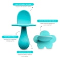 thumbnail image 2 of Grabease Baby Silicone Spoon Set for Baby-Led Weaning & First Stage Self-Feeding: Soft, Safe 100% Food-Grade Silicone; BPA-, PVC- Latex- & Phthalates-Free and Dishwasher Safe; Set of 2 Teal Spoons, 2 of 7