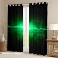 thumbnail image 2 of Manfei Gradient Horizontal Line Kitchen Curtains, Glowing Neon Light Black Out Curtains Pack of 2 (42x63 Each), Green and Black, 2 of 6