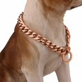 thumbnail image 3 of Collier Chaîne pour Chien Haut en Acier Inoxydable 18k Doré Poli, Joint de Chaîne Cubain, Solide, Robuste, Protection, 3 of 5