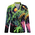 thumbnail image 4 of Fantasy Skull Colorful Men's Sweater Sports POLO Shirt Zip Pullover Mens Athletic Long Sleeve Sweatshirt Mock Neck for Men, 4 of 7