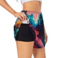 thumbnail image 1 of Balery Colorful Surreal Landscape Pantalones cortos deportivos para mujer con forro y dos bolsillos, elásticos, para entrenamiento, gimnasio, yoga-Medium, 1 of 7