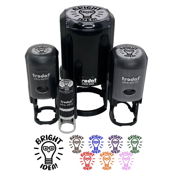 Light Bulb Bright Idea Teacher School Self-Inking Rubber Stamp Ink Stamper - Purple Ink - Small 3/4 Inch