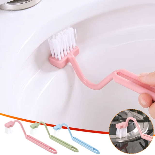 Fiudx Cepillo de Baño de Plástico, Diseño En Forma de S, Mango Largo para Fácil Acceso, Limpieza Sin Esquinas Muertas, Herramienta de Baño, Gancho para Un Almacenamiento Cómodo, Material Duradero, Ju