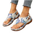 thumbnail image 3 of NOKIO Ladies' Beach Flip Flops Women's Beach Slope Heel Slippers Hollow Casual Slippers Slope Bottom Shoes Retro Sandals Wedge Orthopedic Sandals for Women Women 2024 Walking Beach Sandal, 3 of 7