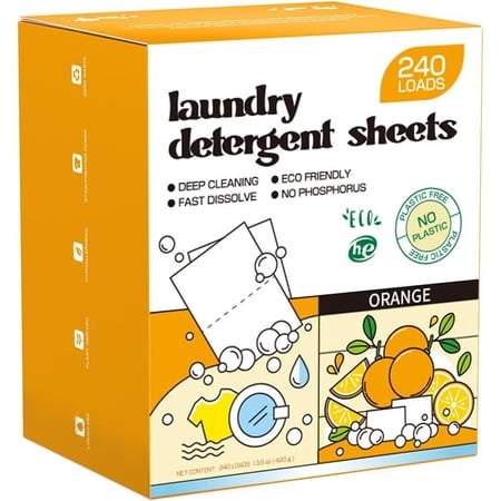 Laundry Detergent Sheets, 240 Loads - , -Based, , No Jug (Orange Scent)