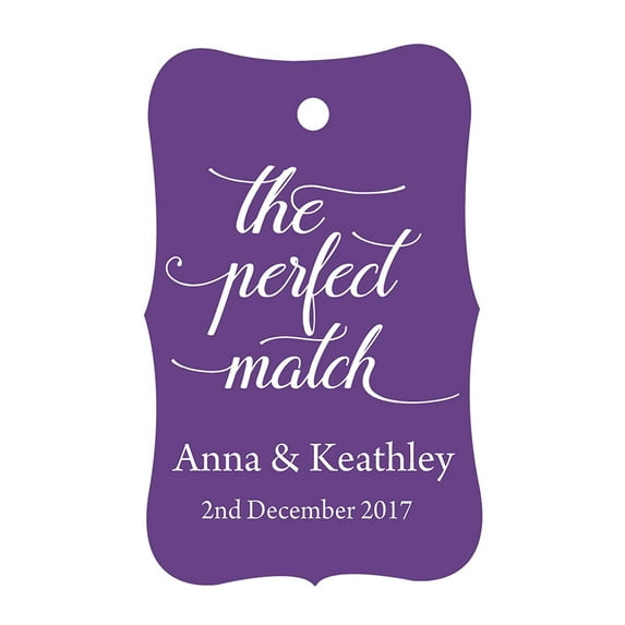100 PCS The Perfect Match Personalized Wedding Favor Gift Paper Tags Custom Made Hang Tags