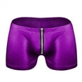 thumbnail image 3 of khonts,Men's Metallic Shiny Boxer Briefs Sexy U Pouch Crotch Underwear Low Rise Zipper Underpants Purple One Size, 3 of 3