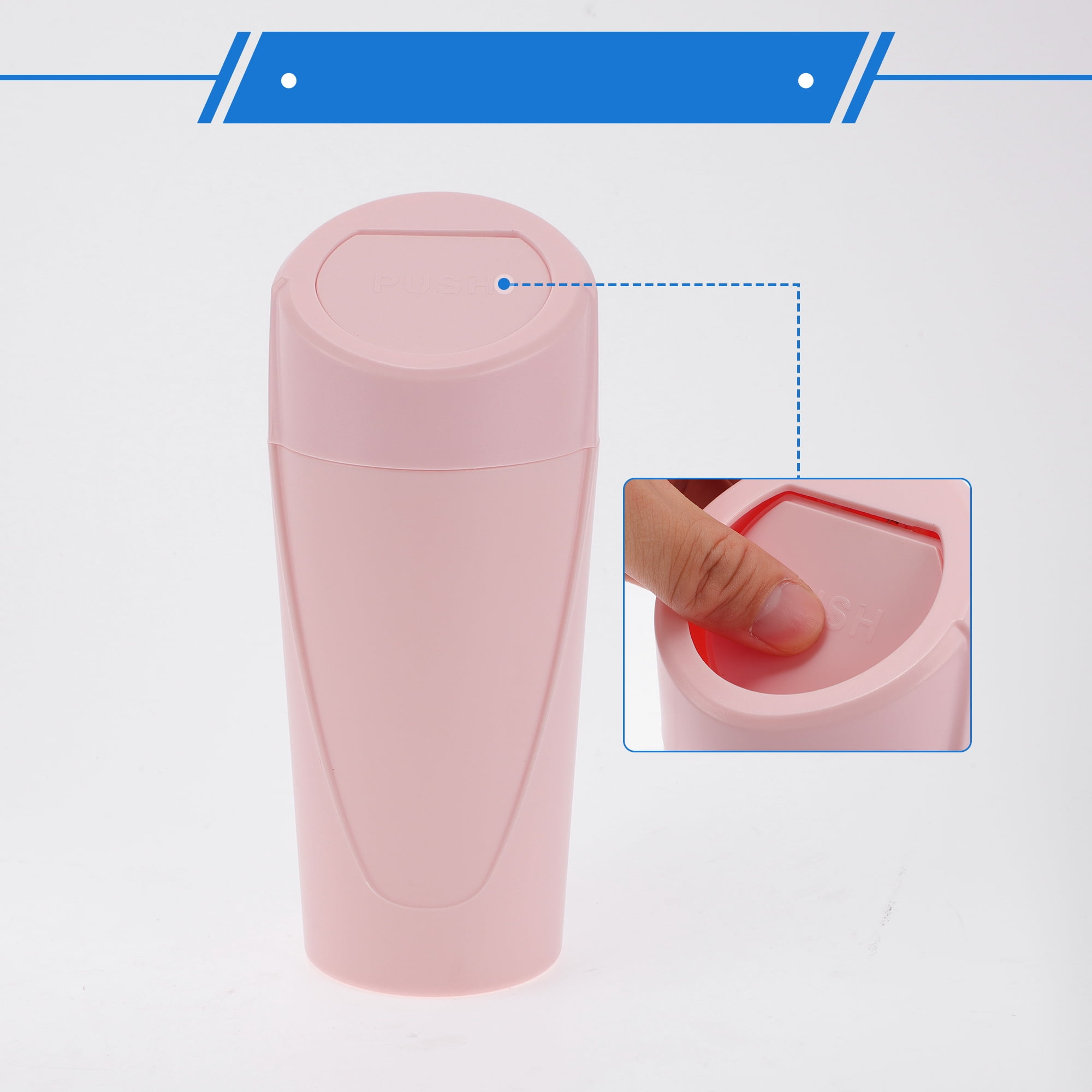 Unique Bargains 1 Pcs Car Trash Can 3.1x7.9in Bin Auto Portable ABS Cup Pink
