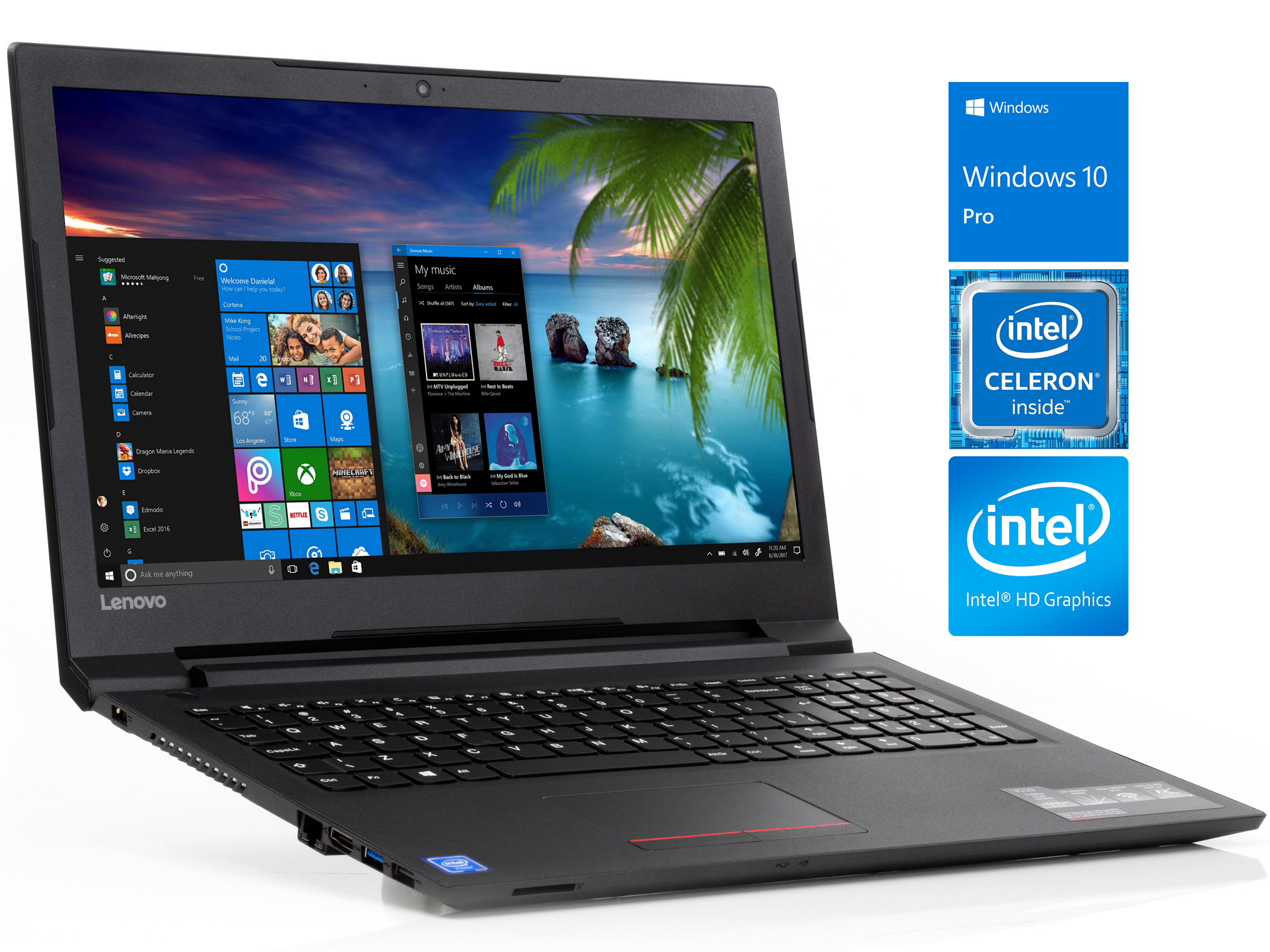 Lenovo V110 Notebook, 15.6" HD Display, Intel Dual-Core Celeron N3350 ...