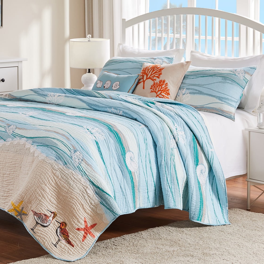 Ocean Wild Fire Waves Print Details about   Nature Quilted Coverlet & Pillow Shams Set 