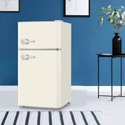 Tacool 3.5 Cu.ft Retro Mini Fridge with Freezer, 2 Door Small Refrigerator with 7 Adjustable Thermostat for Home, White