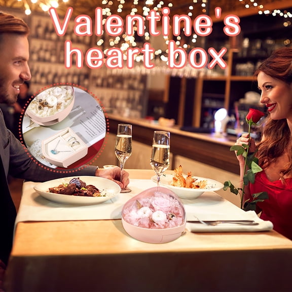 Heart Shape Preserved Real Rose Box with Necklace, Roses Gifts for Her, Eternal Flowers Gifts for Women, Birthday Anniversary Thanksgiving Ideas