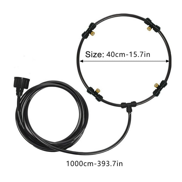 Outdoor Misting Fan Cooler Water Coolings Patio Mist Garden 4 Nozzle 10m Pipe Length Ring Diameter 16 Inch