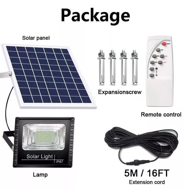 Commercial Solar Street Flood Light LED Lamp Outdoor Area Dusk-To-Dawn Wall Lamp for Streets, Parks & Outdoor Areas