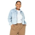thumbnail image 4 of Celebrity Pink Women's and Women's Plus Hi Low Button Down Denim Top, Sizes XS-4X, 4 of 4