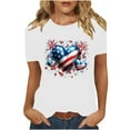thumbnail image 2 of Shirts for Women Plus Size Short Sleeve Round Neck Independence Day Casual Printed T-Shirt White L, 2 of 6