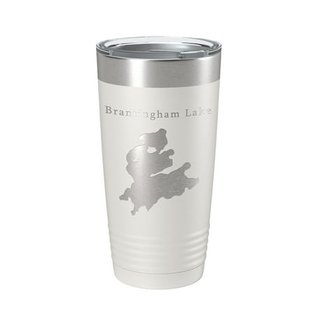 

Brantingham Lake Map Tumbler Travel Mug Insulated Laser Engraved Coffee Cup New York 20 oz White