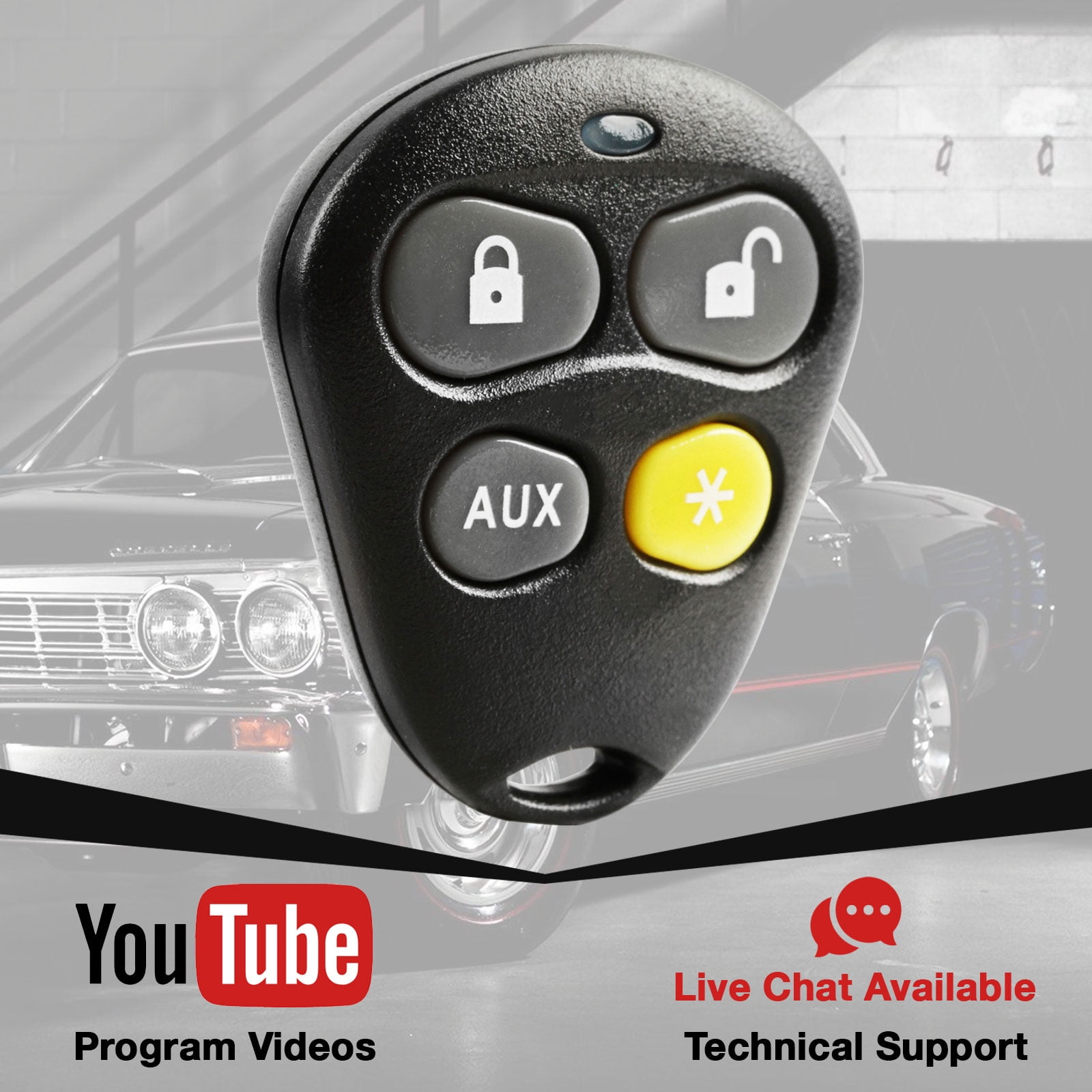 Keyless Entry Remote Car Key Fob 4btn Yellow For Viper (EZSDEI474V)