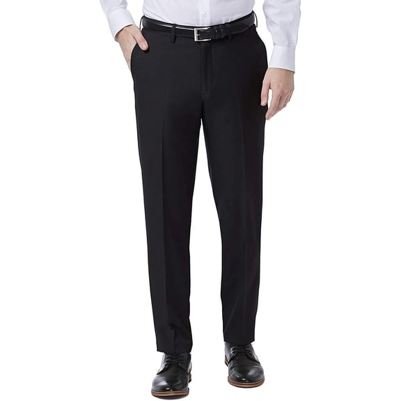 Men’s Haggar® Premium Comfort Flex-Waist Slim-Fit Stretch Flat-Front Dress Pants Color: Black Size: 36X32