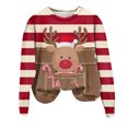 thumbnail image 7 of Towmus Christmas Tops for Women Cute Elk Printed Women Casual Long Sleeve Round Neck Sweatshirt Pullover, 7 of 7