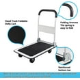 thumbnail image 5 of Foldable Push Cart Platform Cart 330lbs Capacity 4 Wheels 28.7x18.5x32.3inches White Small Flatbed Cart, 5 of 6