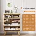 thumbnail image 5 of iooHug Natural Wood 5-Drawer Chest, Modern Vertical Dresser with Wave Pattern & Metal Handles for Bedroom, Closet, Small Spaces, 5 of 8