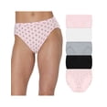 thumbnail image 5 of Hanes Ultimate ComfortSoft Women's Underwear High Cut, 5-Pack, Cotton Stretch Ballerina Slipper PE Heather/White/Concrete Heather/Black/Quad Dots 9, 5 of 5