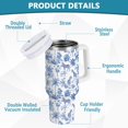 thumbnail image 2 of Yayeee 40oz Stainless Steel Tumbler with Straw and Handle Double-Wall Insulated Travel Water Bottle, Blue Animals Pattern, 2 of 8