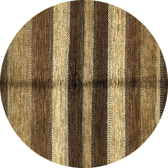 Ahgly Company Indoor Round Abstract Brown Modern Area Rugs, 6' Round