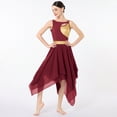 thumbnail image 4 of IDOPIP Women's Lyrical Dance Costume Sleeveless Cutout Metallic Patchwork Lyrical Dress S Wine Red, 4 of 7