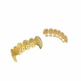 thumbnail image 4 of QQTDFG 14K Gold Plated CZ Teeth Grillz Hip Hop Top Bottom Mouth Silver Grill Set Custom-Style D-Gold-Top, 4 of 9
