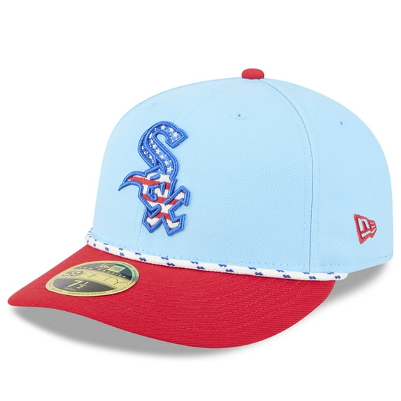 Men's New Era Light Blue/Red Chicago White Sox 2025 Fourth of July Low Profile 59FIFTY Fitted Hat