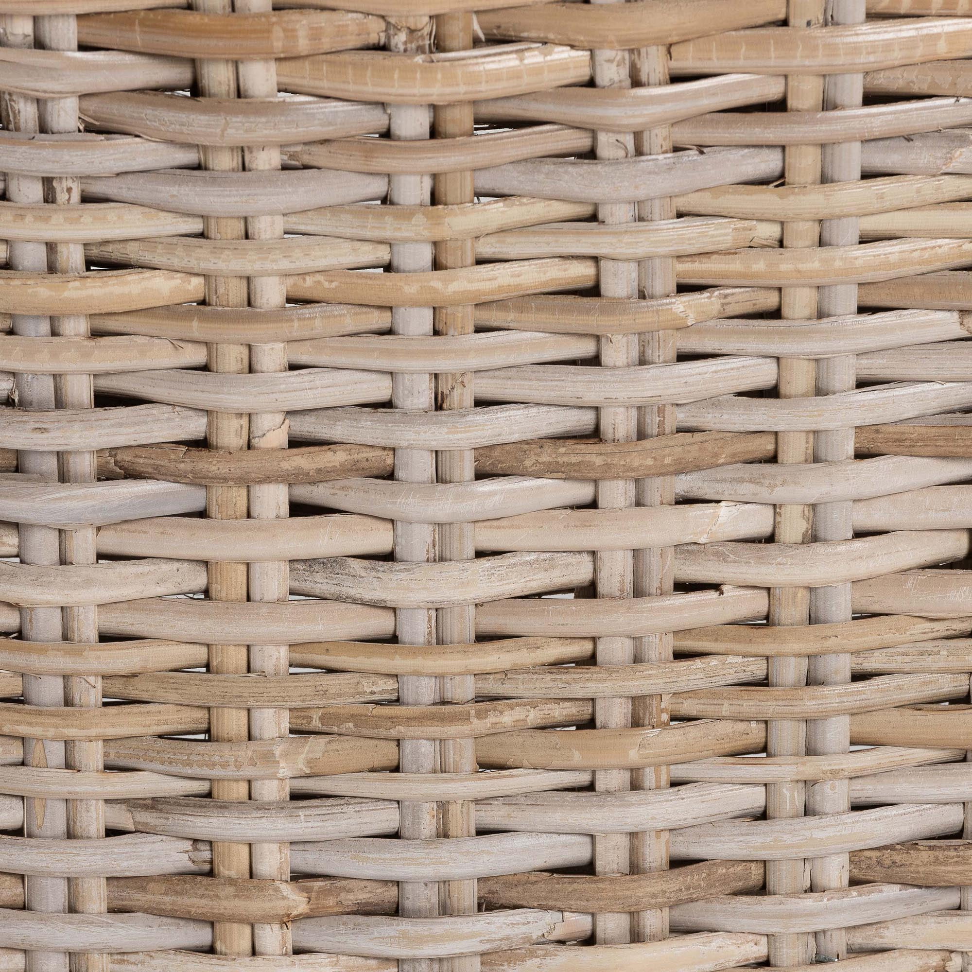 bali & pari Barossa Boho Dining Chair, Handwoven Natural Kubu Rattan, Grey