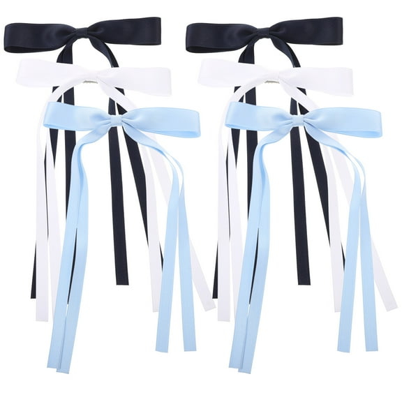 LEORX 6Pcs Hair Bows for Women Clip Hair Bow Women Hair Bow Clips Lace White Hair Decoration for Women Ceremonies