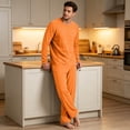 thumbnail image 5 of Dwelliawo en's Pajama Sets Loungewear Sleepwear Pjs Lightweight Long Sleeve Shirts and Bottoms Soft Comfy Sleep Sets Orange M, 5 of 6